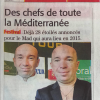 La presse en parle : le festival de cuisine M.A.D. ( Méditerranée À Déguster ) se met en place