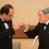 Dîner officiel au Japon pour le Président Français, tout le monde sur son 31… Montrachet, Lafite Rothschild et Dom Pérignon … Kanpai !